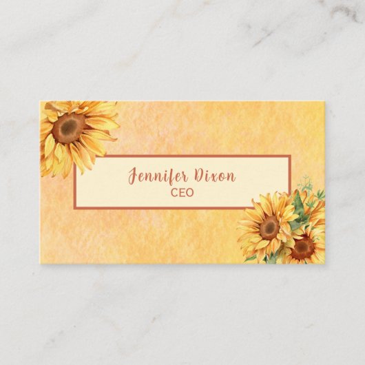 水彩ひまわりフローラ 名刺 (正面)