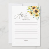 水彩ひまわりブライダルシャワーアドバイスカード 招待状 (正面)
