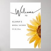 水彩ひまわりブライダルシャワーウェルカムサイン ポスター (正面)