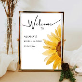 水彩ひまわりブライダルシャワーウェルカムサイン ポスター