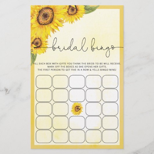 水彩ひまわりブライダルシャワーゲーム (正面)