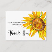 水彩ひまわりブライダルシャワーサンキューカード エンクロージャーカード (正面)