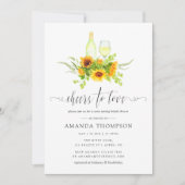 水彩ひまわりブライダルシャワーワインテイスティング 招待状 (正面)