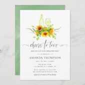 水彩ひまわりブライダルシャワーワインテイスティング 招待状 (正面/裏面)