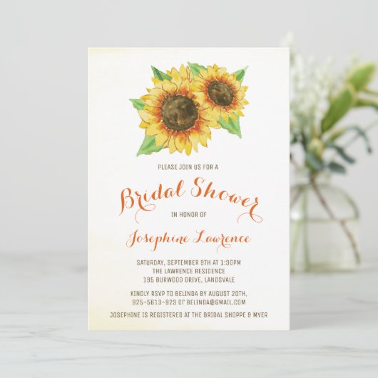 水彩ひまわりブライダルシャワー招待状 招待状 (スタンド正面)
