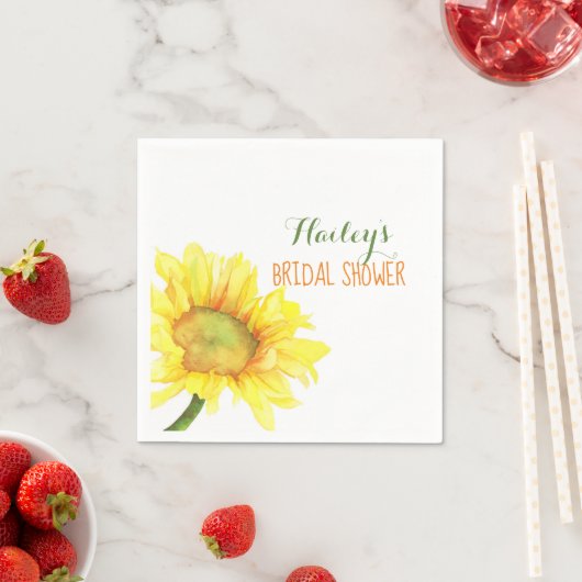 水彩ひまわりブライダルシャワー スタンダードカクテルナプキン (インサイチュ)