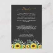 水彩ひまわりブラック結婚詳細 エンクロージャーカード (正面)