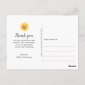 水彩ひまわりベイビーシャワー感謝祭 ポストカード (裏面)