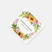 水彩ひまわりボホフローラ結婚ズ スタンダードカクテルナプキン (角)