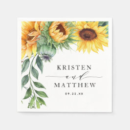 水彩ひまわりモダンフローラ スタンダードカクテルナプキン
