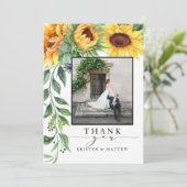 水彩ひまわりモダン写真 サンキューカード (スタンド正面)