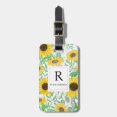 水彩ひまわりモノグラム ラゲッジタグ (正面縦)