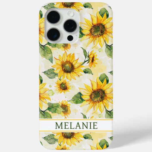 水彩ひまわりモノグラム Case-Mate iPhoneケース (裏面)