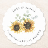 水彩ひまわりユーカリブライダルシャワー ペーパーコースター (正面)