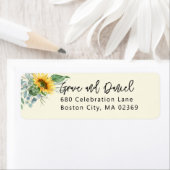 水彩ひまわりユーカリ差出人住所 ラベル (インサイチュ)