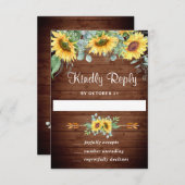 水彩ひまわりユーカリ結婚式出欠確認カード 出欠カード (正面/裏面)