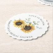 水彩ひまわりユーカリ ブライダルシャワー ペーパーコースター (アングル)