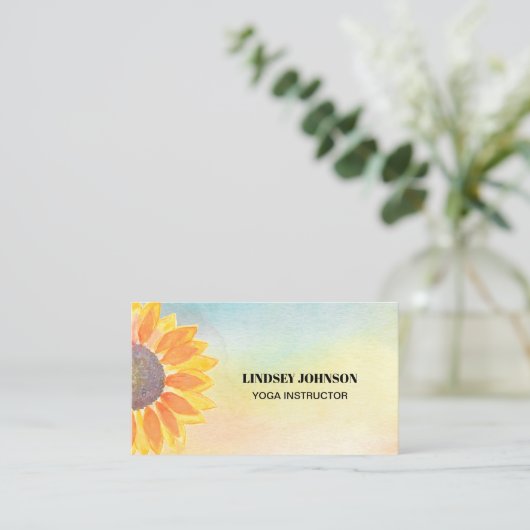水彩ひまわりヨガインストラクター名刺 名刺 (スタンド正面)