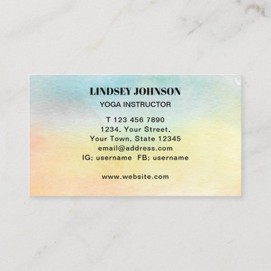 水彩ひまわりヨガインストラクター名刺 名刺 (裏面)