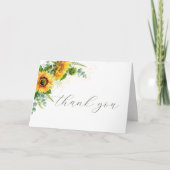 水彩ひまわりラスティックウェディング感謝カード サンキューカード (正面)