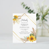水彩ひまわりラスティックウェディング詳細カード (スタンド正面)