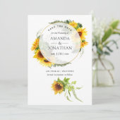 水彩ひまわりラスティック幾何学ウェディング セーブザデート (スタンド正面)