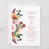 水彩ひまわりラスティック フラワーブーケ ウェディング 招待状 (正面)