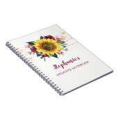 水彩ひまわりラパーソナライズされたイ結婚ト ノートブック (右側)