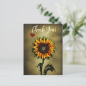 水彩ひまわりラブフラワーありがとう ポストカード (スタンド正面)