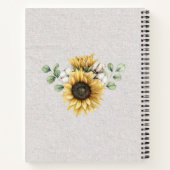 水彩ひまわりリネンウッドレシピ本 ノートブック (裏面)