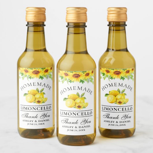 水彩ひまわりリモンチェロミニボトルラベル ワインラベル (ボトル)