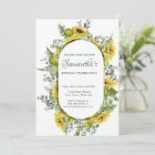 水彩ひまわりリース誕生日パーティー 招待状 (スタンド正面)