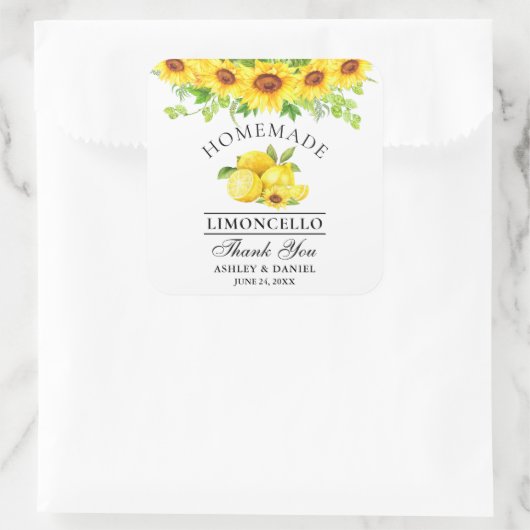 水彩ひまわりレモンリモンチェロ結婚ズ スクエアシール (バッグ)