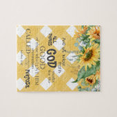 水彩ひまわりローマ8:28聖書の詩 ジグソーパズル (横)