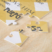 水彩ひまわりローマ8:28聖書の詩 ジグソーパズル (側面)