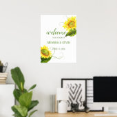 水彩ひまわりワインヤードウェディング ポスター (ホームオフィス)