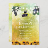 水彩ひまわりワイン30歳の誕生日 招待状 (正面/裏面)