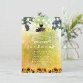 水彩ひまわりワイン30歳の誕生日 招待状 (スタンド正面)