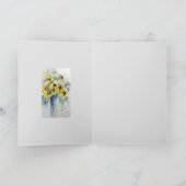 水彩ひまわり全大事な行事/カー空白のド サンキューカード (内部)