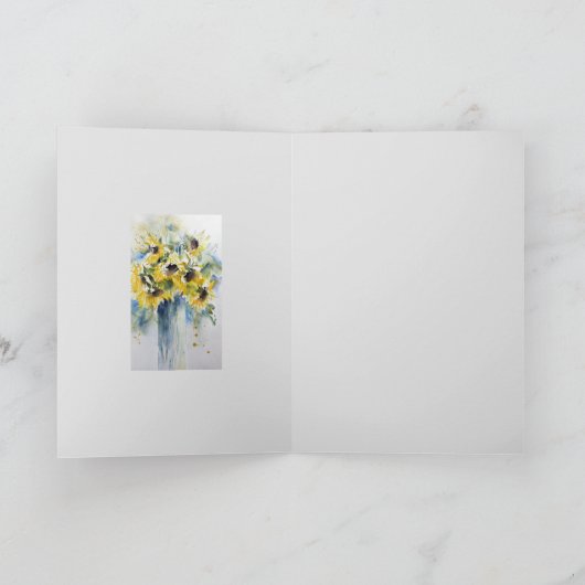水彩ひまわり全大事な行事/カー空白のド サンキューカード (内部)