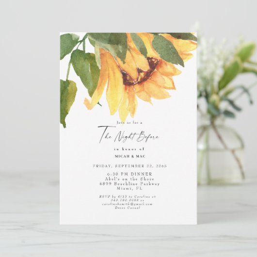 水彩ひまわり前夜結婚 招待状 (スタンド正面)