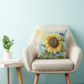 水彩ひまわり及びミツバチ クッション (椅子)