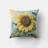 水彩ひまわり及びミツバチ クッション (裏面)