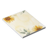 水彩ひまわり及びユーカリパーソナライズされた ノートパッド (アングル)