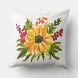 水彩ひまわり可愛モダンい アウトドアクッション