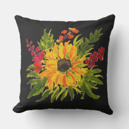 水彩ひまわり可愛モダンい アウトドアクッション