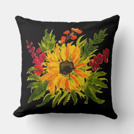 水彩ひまわり可愛モダンい クッション