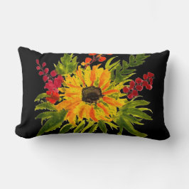 水彩ひまわり可愛モダンい ランバークッション