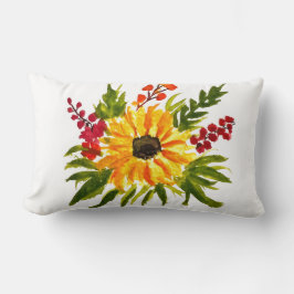 水彩ひまわり可愛モダンい ランバークッション