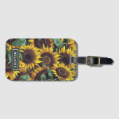 水彩ひまわり名パーソナライズされた前テンプレート ラゲッジタグ (正面横)